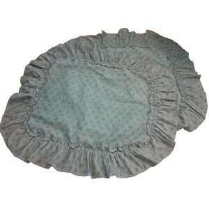 Ruffled Pillow Shams Standard Blue Pink Floral Cottage Country Farmhouse